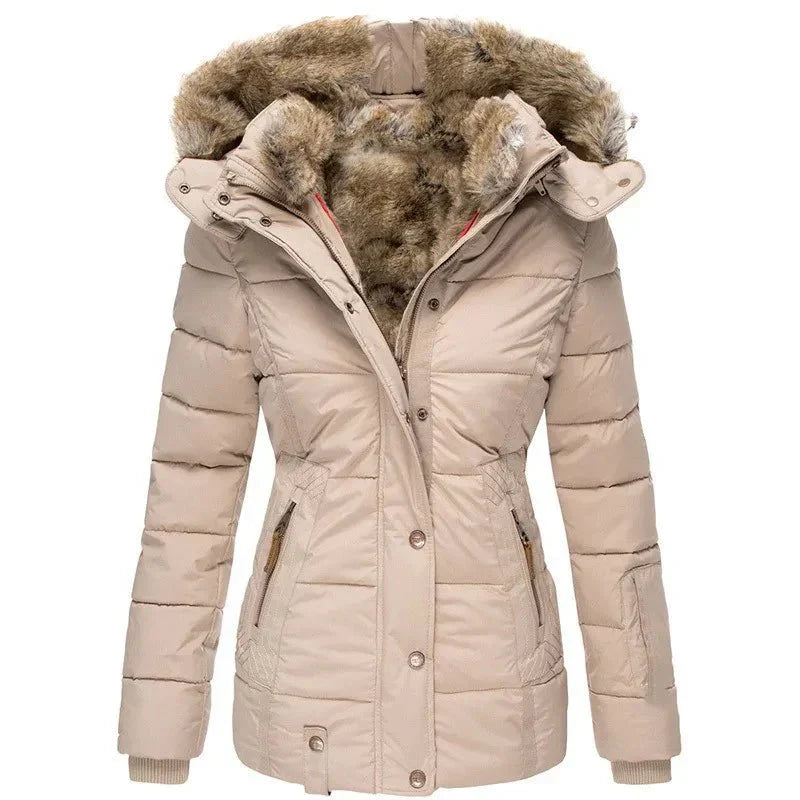 Damen Warme Langjacke Fleece Winterjacke