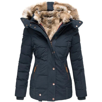 Damen Warme Langjacke Fleece Winterjacke