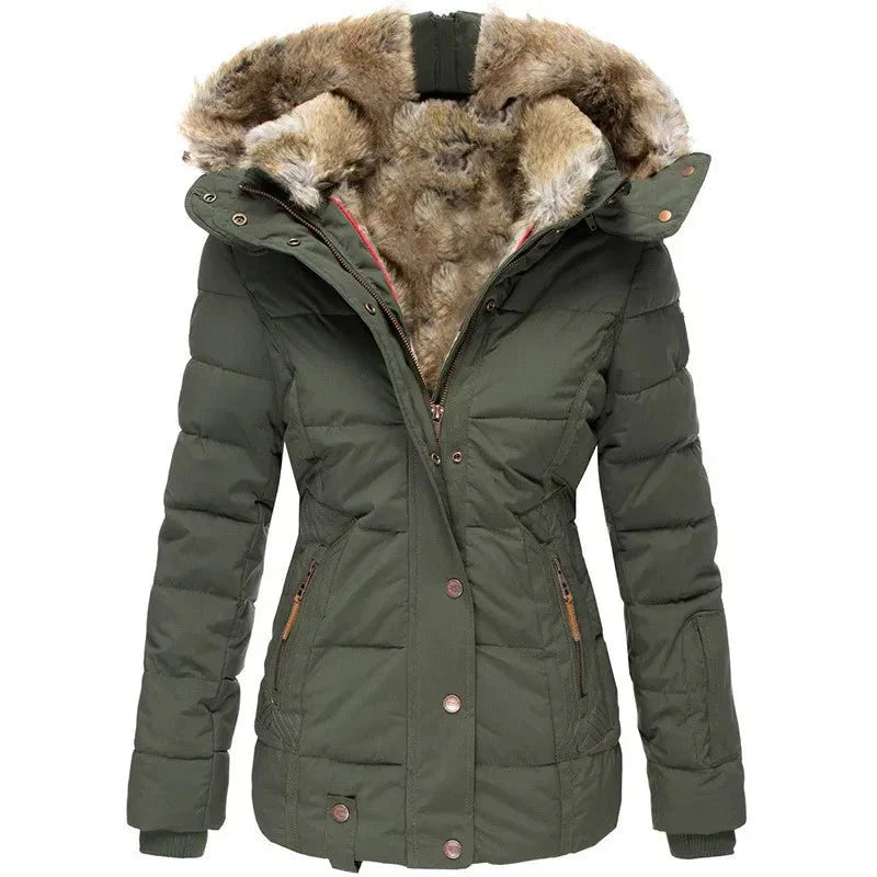 Damen Warme Langjacke Fleece Winterjacke