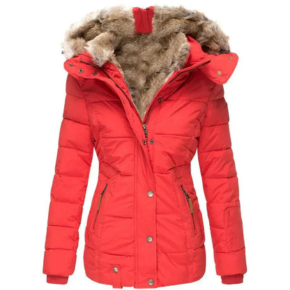 Damen Warme Langjacke Fleece Winterjacke