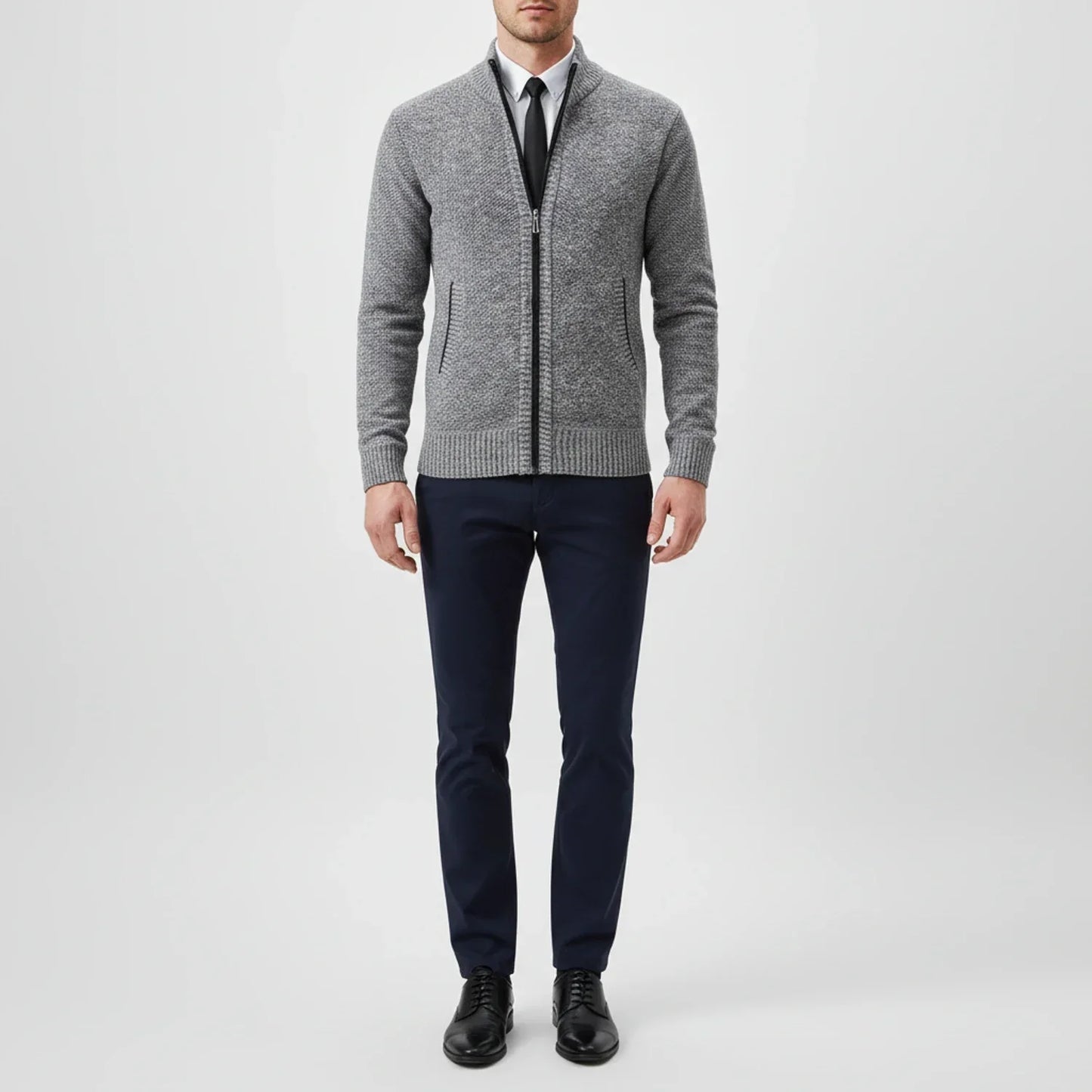Herren Strickjacke Reißverschluss Vorne
