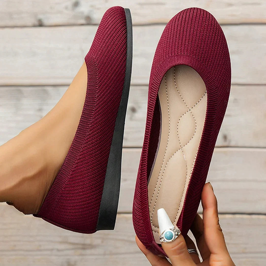 Damen Flache Schuhe Runde Zehenpartie Leder
