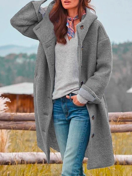 Damen Oversize Wintermantel mit Knöpfen