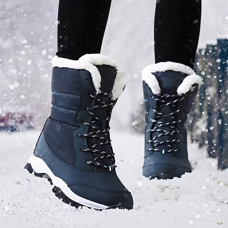 Damen Winterstiefel Schnürung Rund Warm Fleece