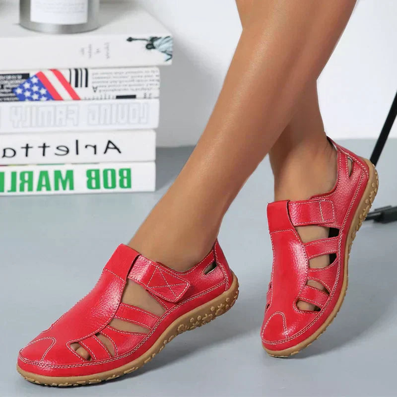 Eveloria Damen Sandalen Zeitlos Leder Braun