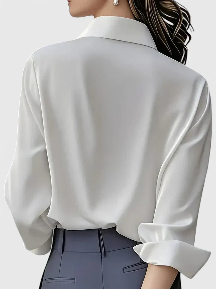 Damen Satin Bluse mit Knopfleiste
