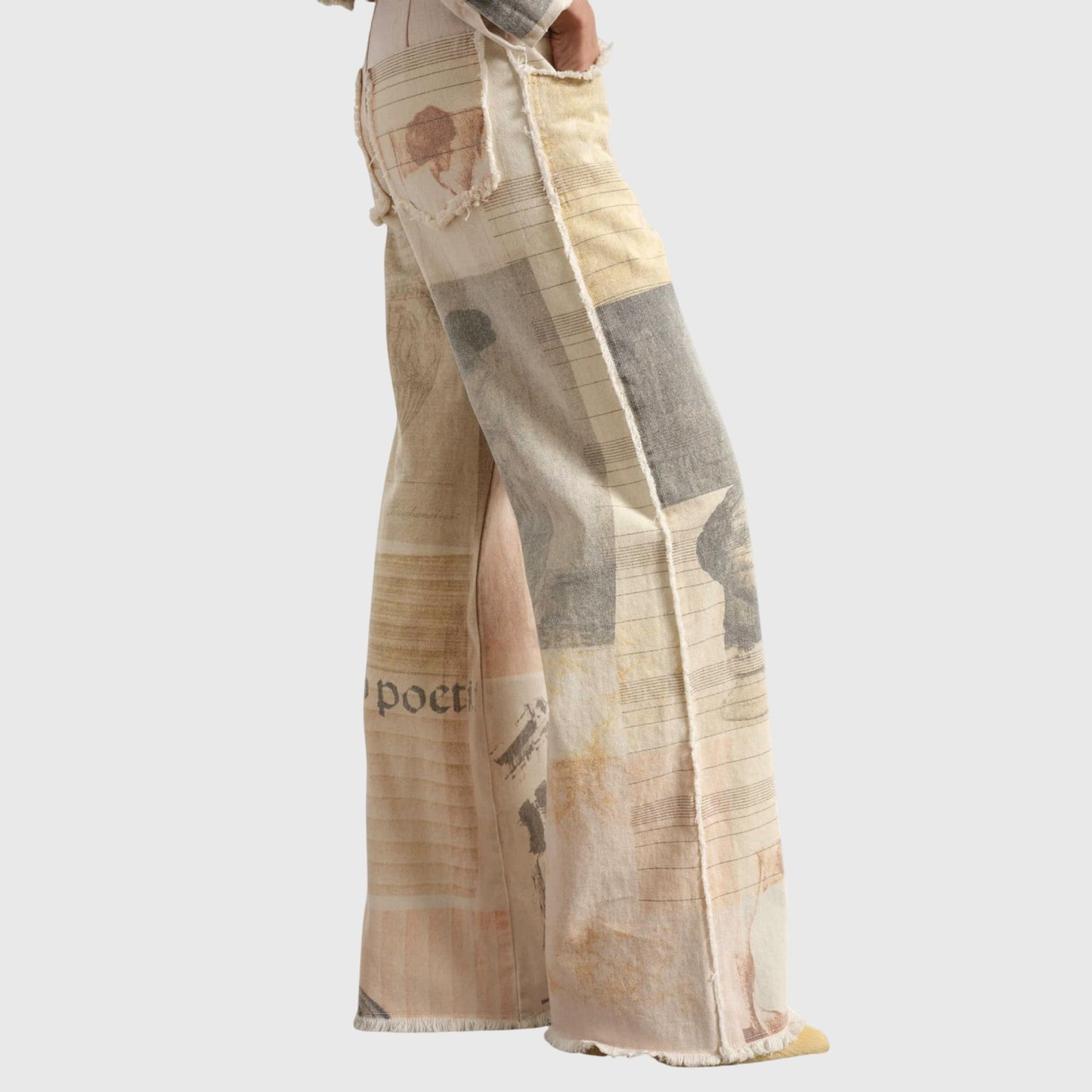 Damen Vintage-Jeans Hohe Taille Mit Print