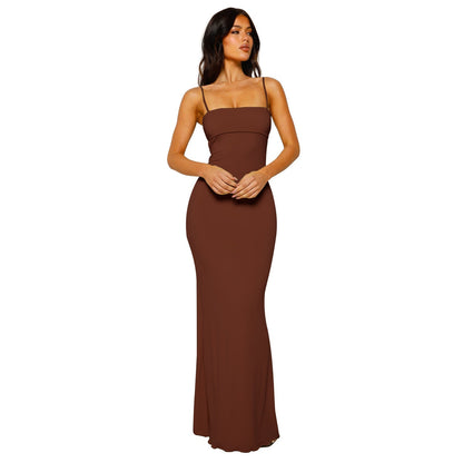 Damen Maxi Abendkleid Quadratischer Hals