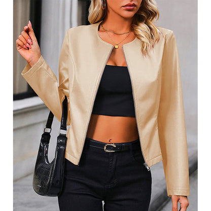 Moderne Damen Kurzjacke Reißverschluss Vielseitig Schwarz - Eveloria