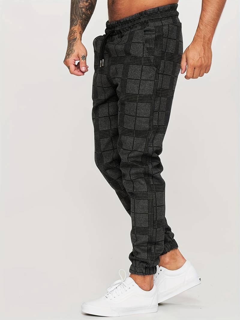 Herren Jogginghose Karomuster Bequem Kordelzug