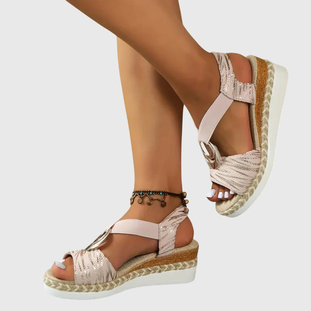 Damen Orthopädische Sandalen Schnallenriemen Leder Braun - Eveloria