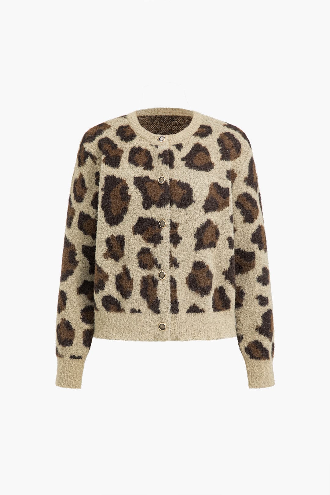 Leona Damen Cardigan Leopardenmuster Weich Schwarz - Norvielle