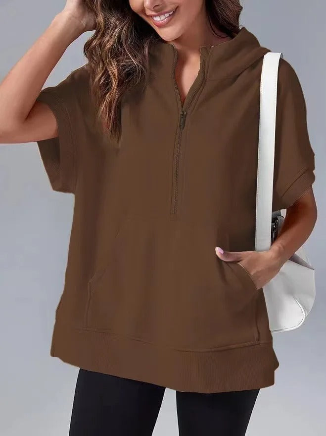 Eveloria Damen Kapuzenpullover Kurzarm Lässig