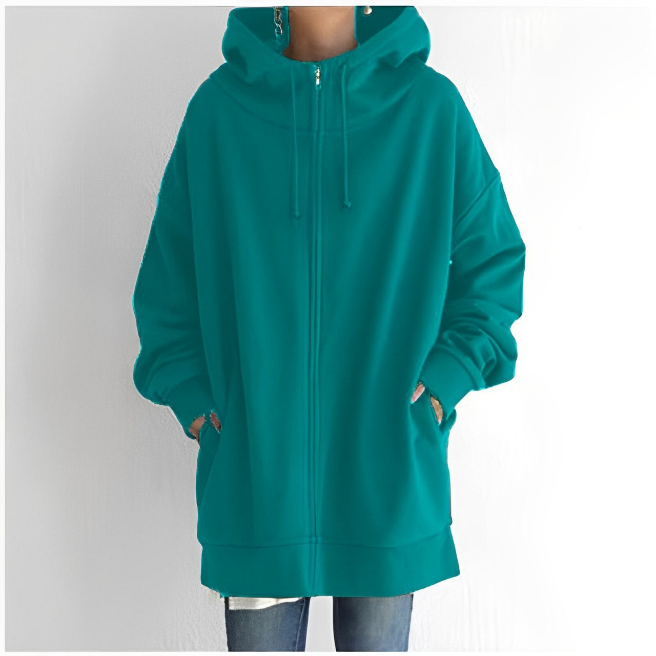 Eveloria Damen Fleece Hoodie Reißverschluss Grau