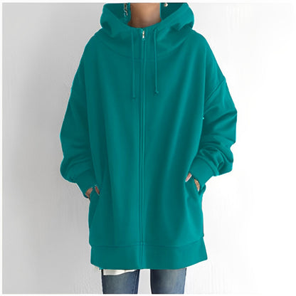 Eveloria Damen Fleece Hoodie Reißverschluss Grau