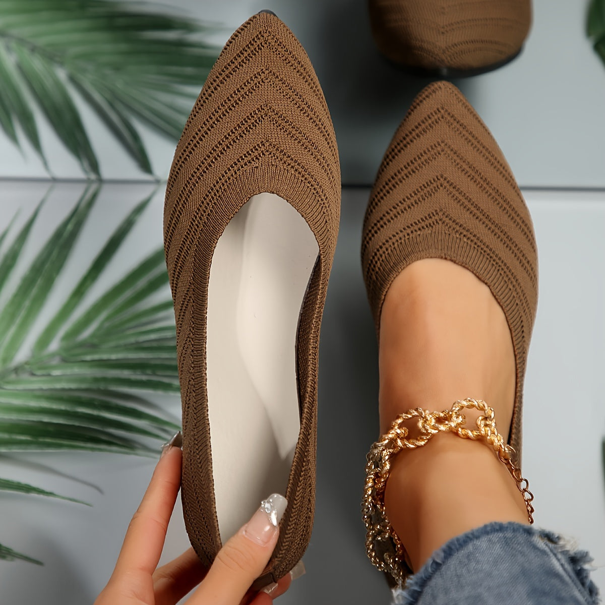 Damen Flache Schuhe Bequem Leder