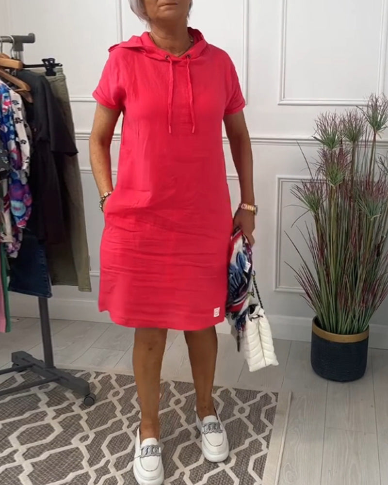 Eveloria Damen Freizeitkleid Kurzärmelig Mit Kapuze