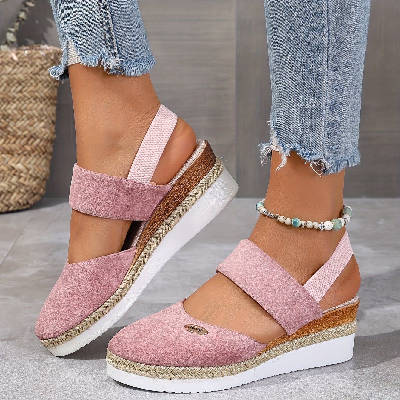 Damen Sandalen Plattform Rutschfest Elastisch