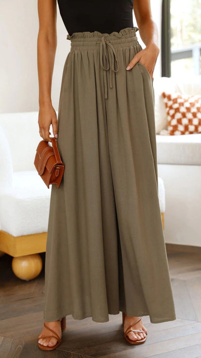 Elastischer Gürtel Damenhohe Taille Hose Weites Bein