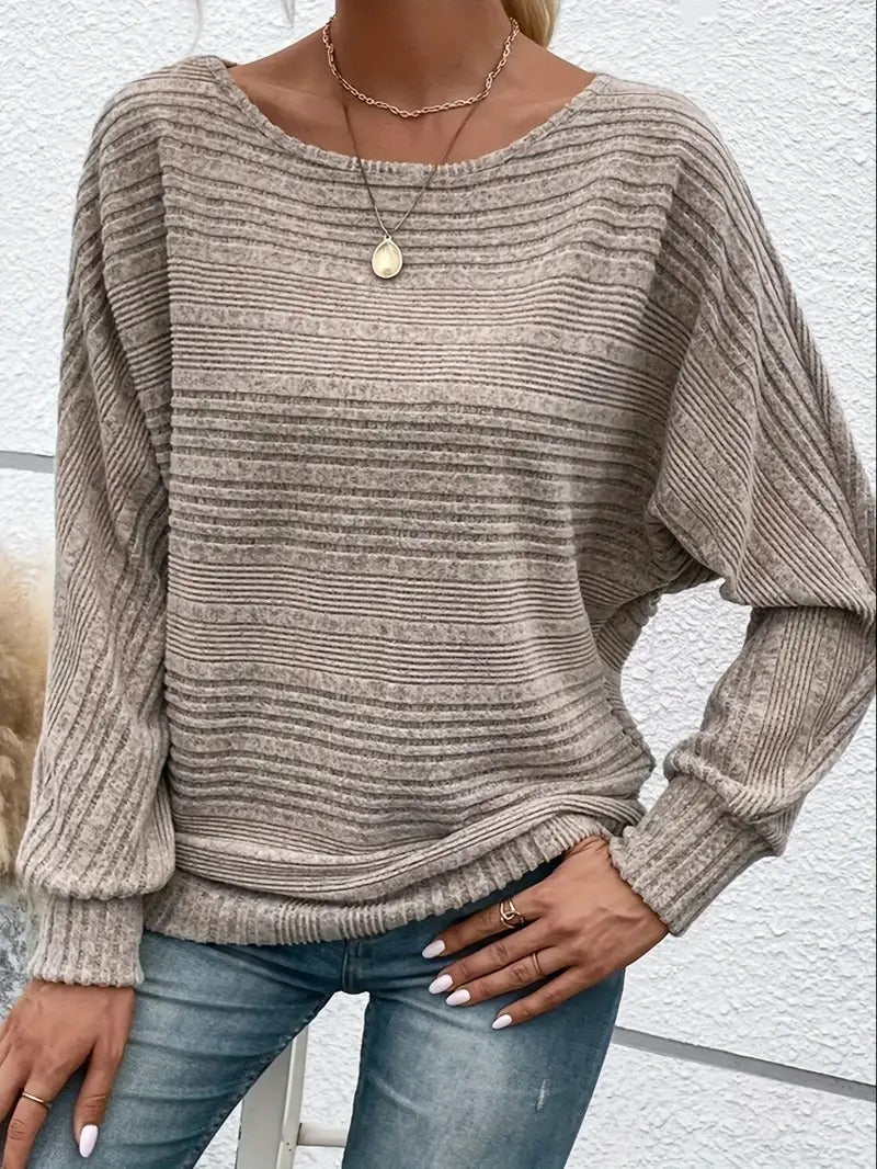Eveloria Damenbluse Fledermausärmel Rundhals