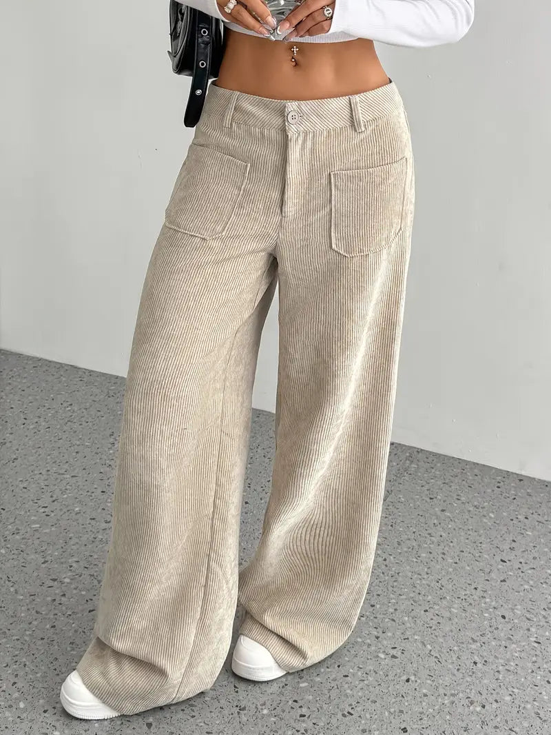 Eveloria Damen Cordhose Baumwollmischung Weit