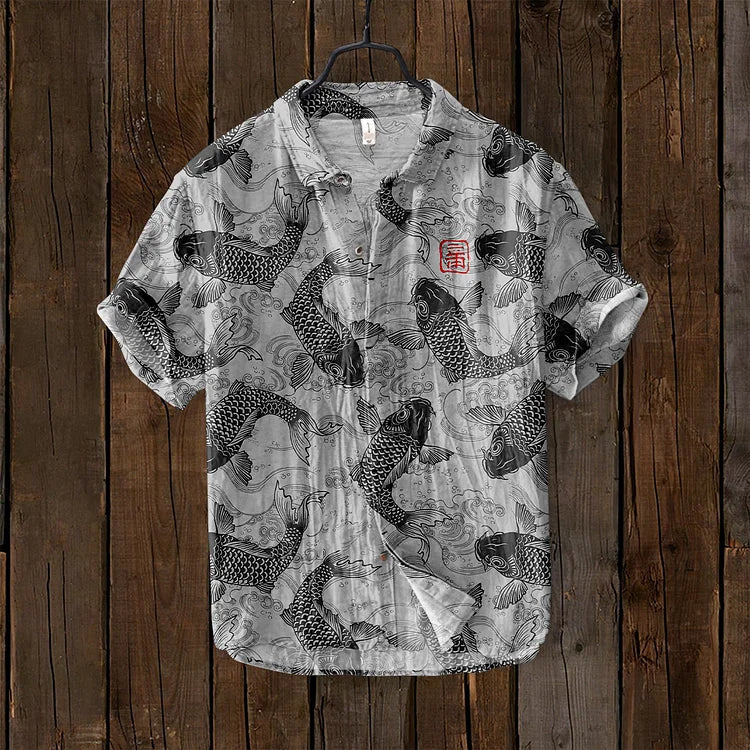 Eveloria Herren Vintage Fisch Japanische Kunst T-Shirt
