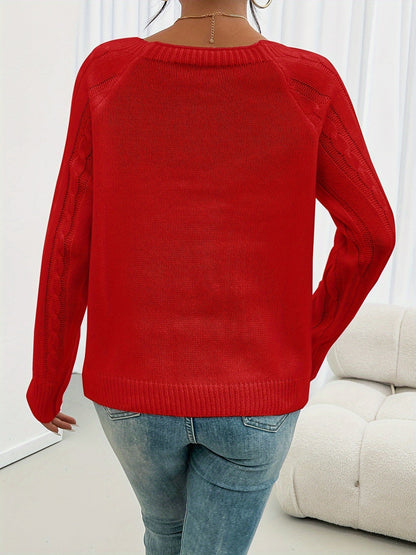 Eveloria Damen Pullover Rundhalsausschnitt Casual