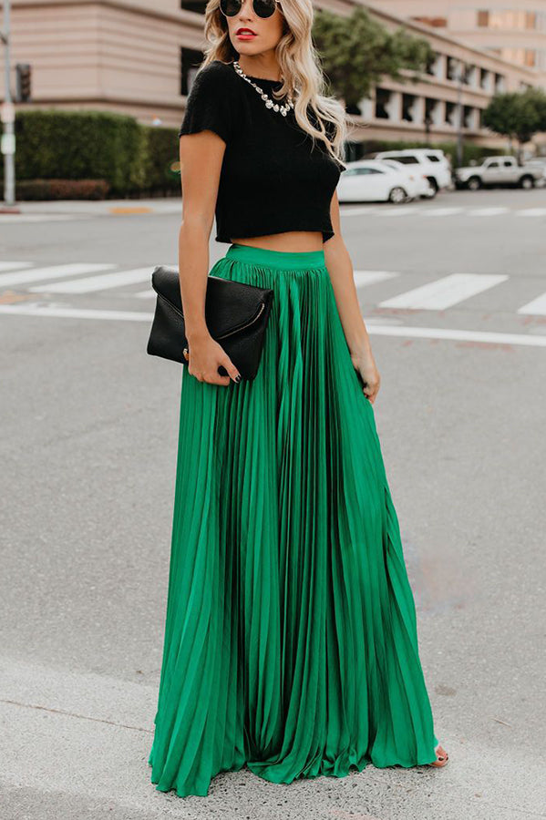 Eveloria Damen Maxi Rock Plissiert