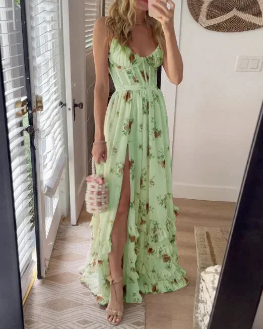 Eveloria Damen Maxikleid Blumenmuster Fließend