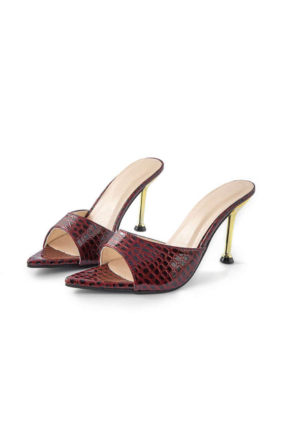 Damen Mule Heels Croc-Optik