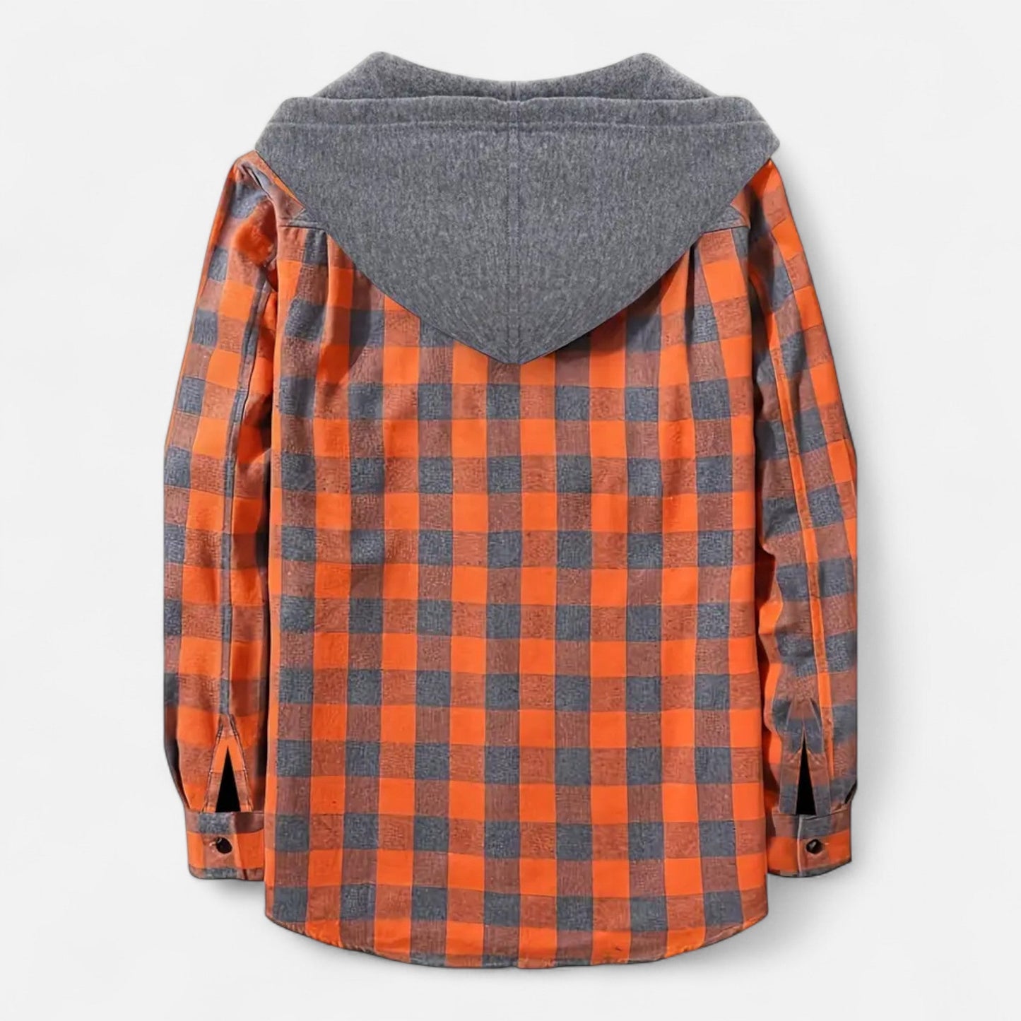 Jadon Herren Karo-Hoodie Knopfleiste Kordelzug
