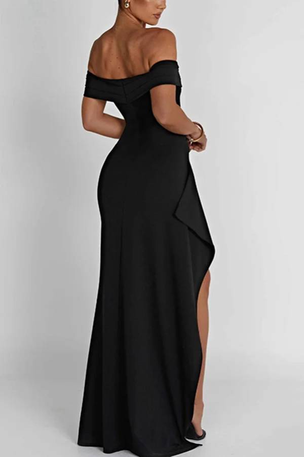 Eveloria Damen Off-Shoulder-Maxikleid Hoher Schlitz