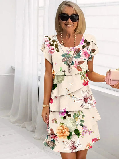 Eveloria Damen Rüschenkleid Mehrschichtig