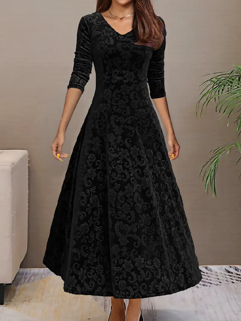 Damen Maxikleid Breiter Saum Falten Design