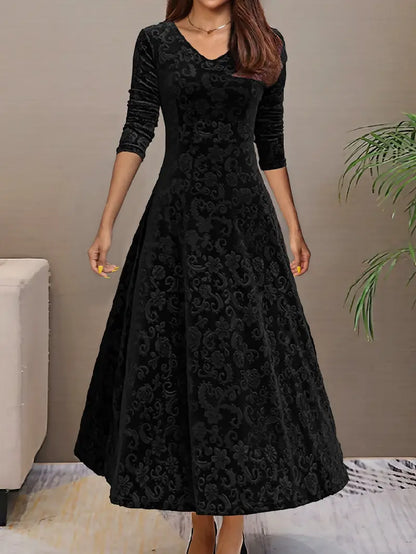 Damen Maxikleid Breiter Saum Falten Design