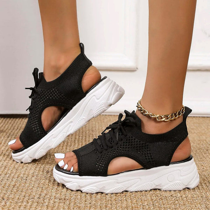Eveloria Damen Sandalen Plateau Sohle