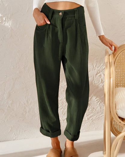 Eveloria Damen Cordhosen Hochbund Elegant