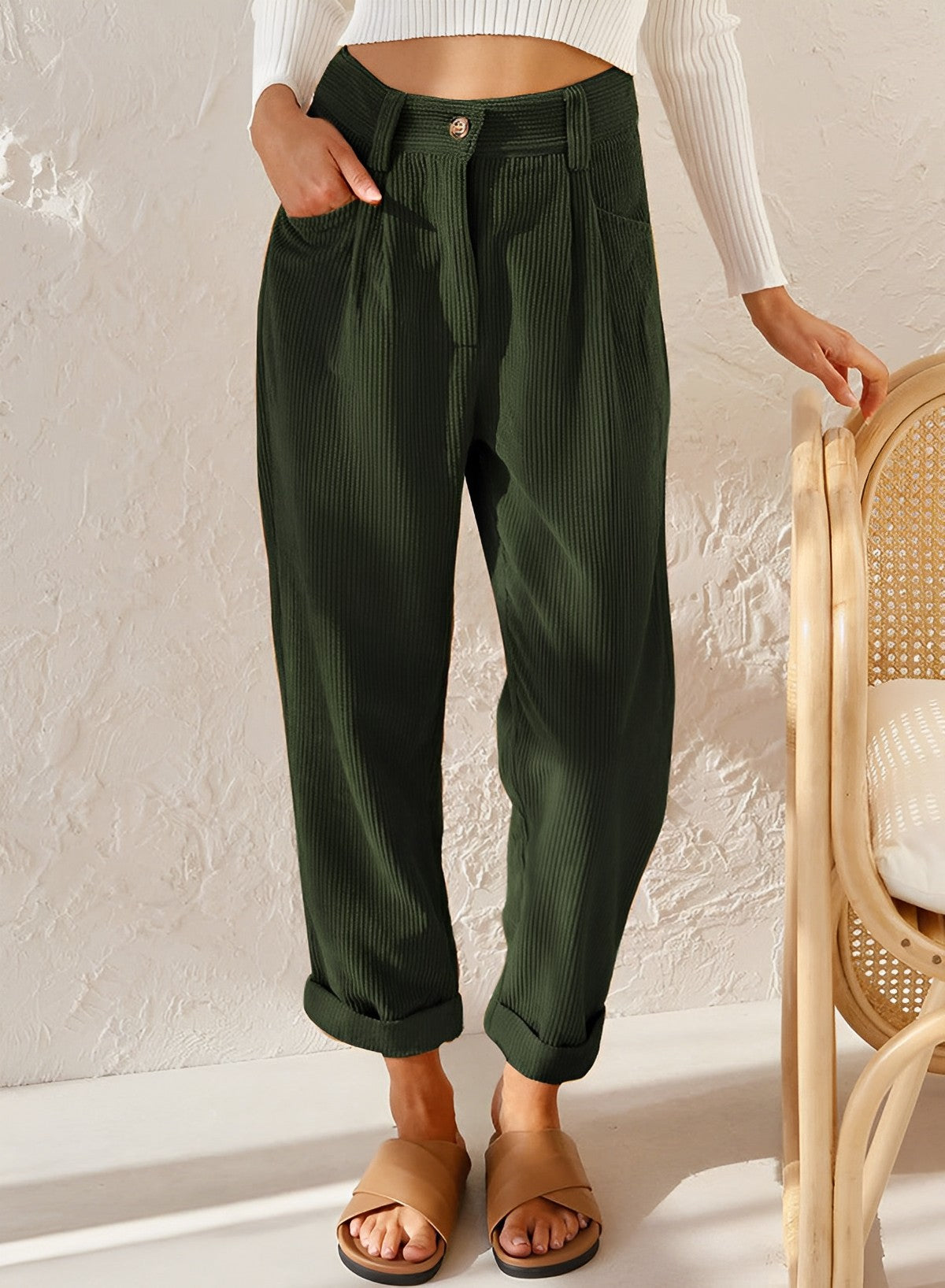 Eveloria Damen Cordhose Gerade