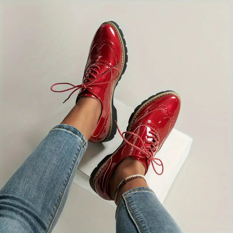 Damen Schnürschuhe Glänzend