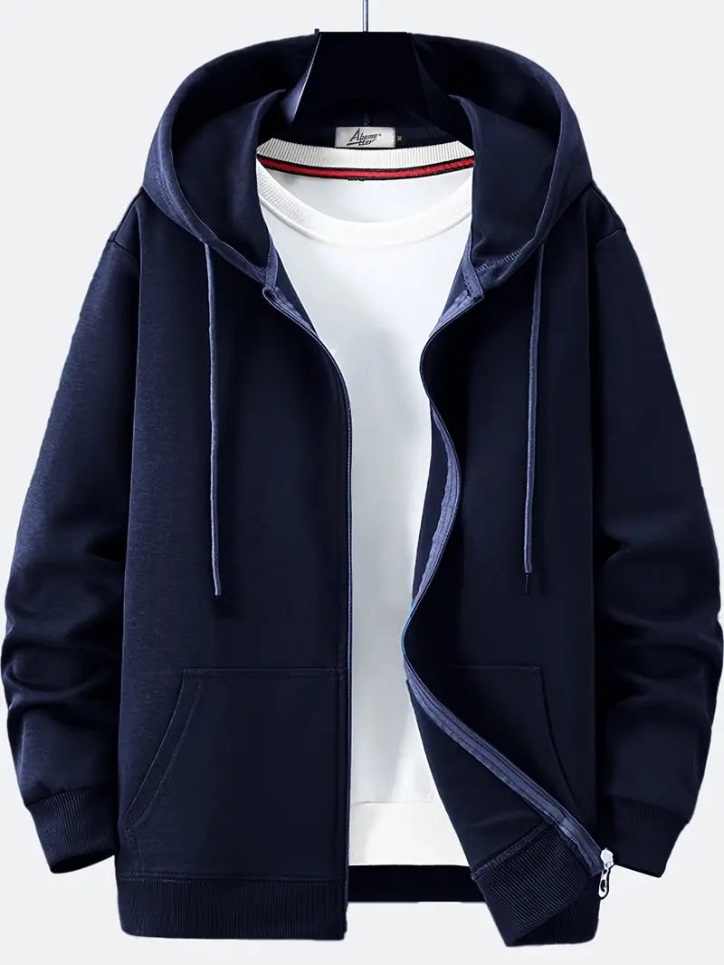 Eveloria Herren Hoodie Full-Zip mit Kordelzug Braun