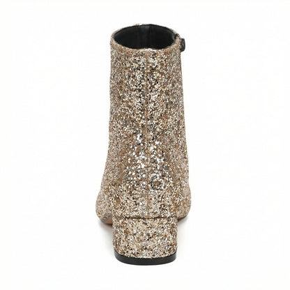 Eveloria Damen Ankle Boots Glitzernd Blockabsatz - Eveloria