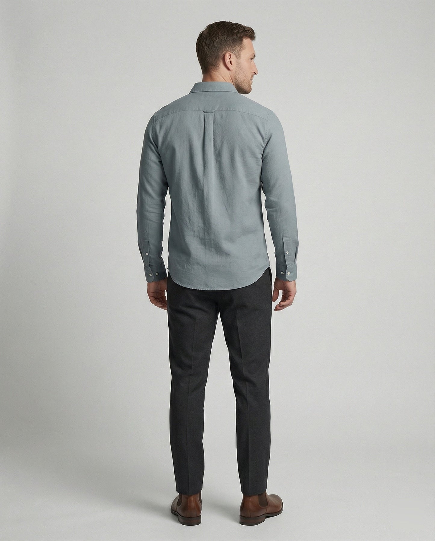 Herren Langarmhemd Leinenmischung