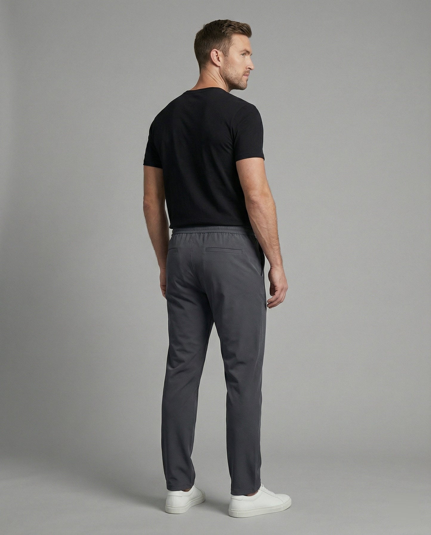 Herren Chino Hose Elastisch Mit Tunnelzug