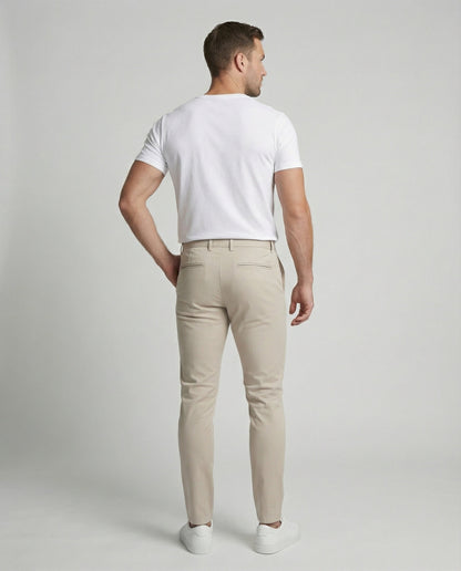 Herren Slimfit Hose Elastikbund Schwarz - Eveloria