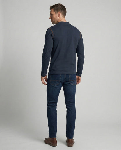 Herren Langarm Henley Hemd