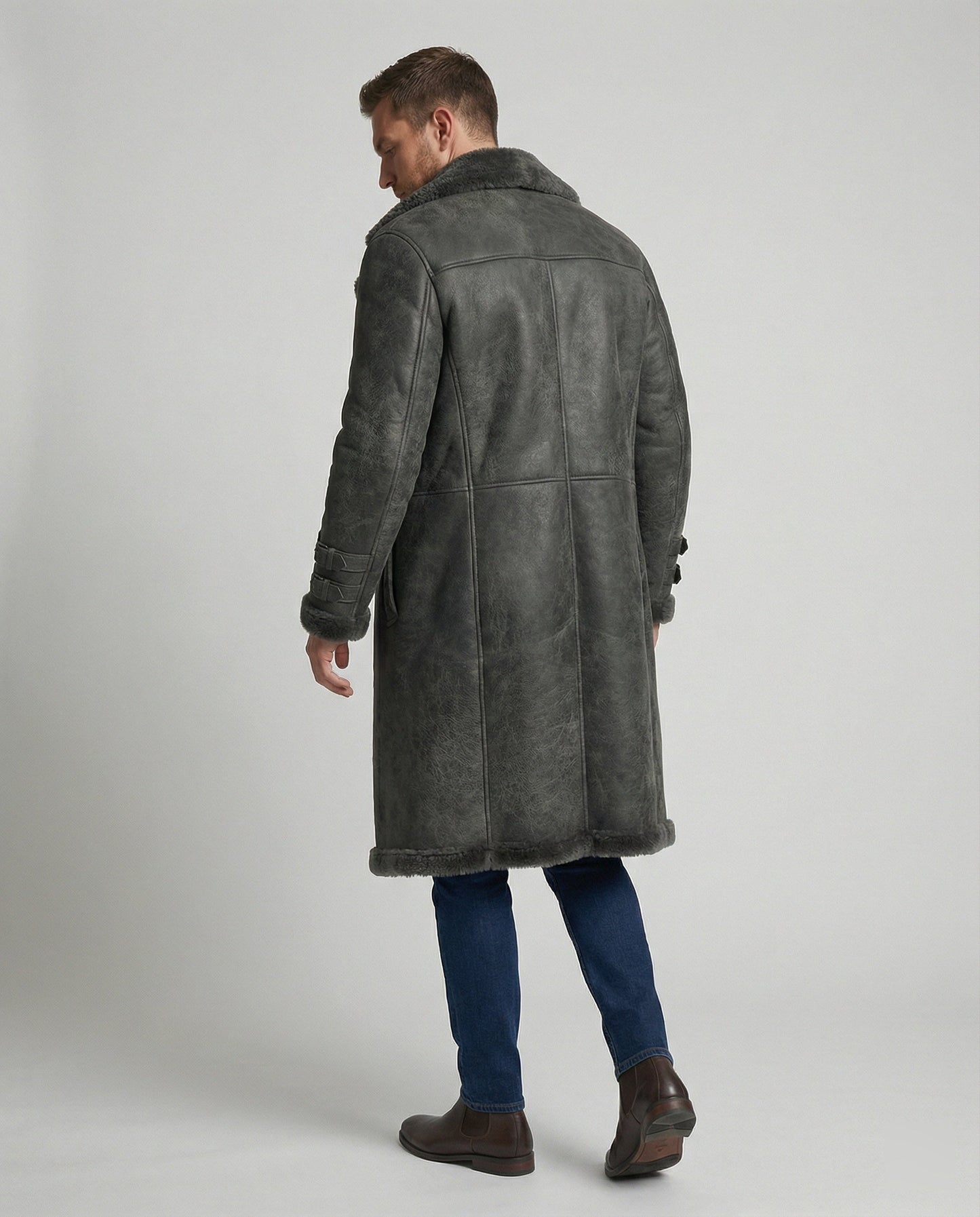 Langer Damen Wintermantel Wollstoff