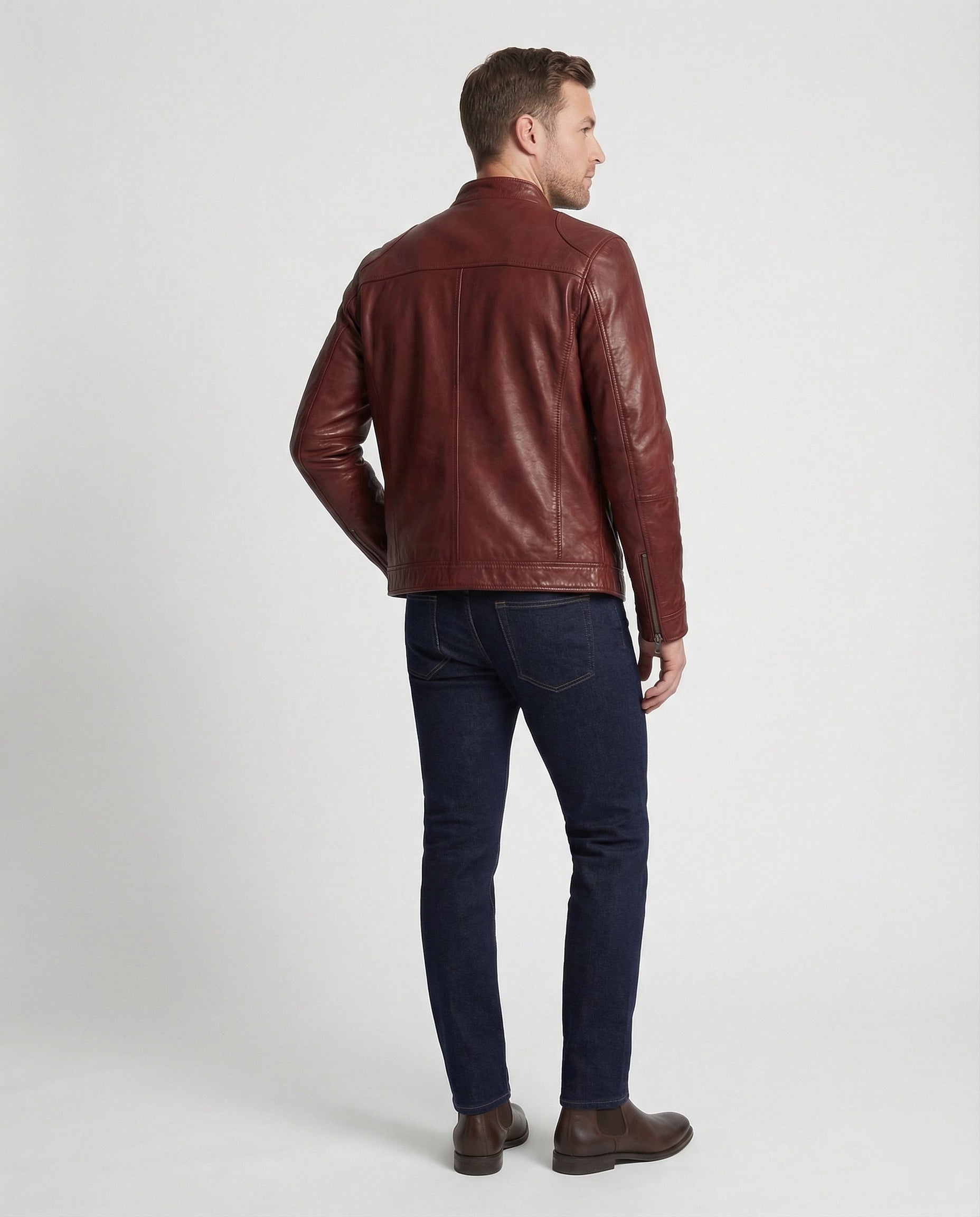 Herren Lederblouson Motorrad Schwarz Ledermantel - Eveloria