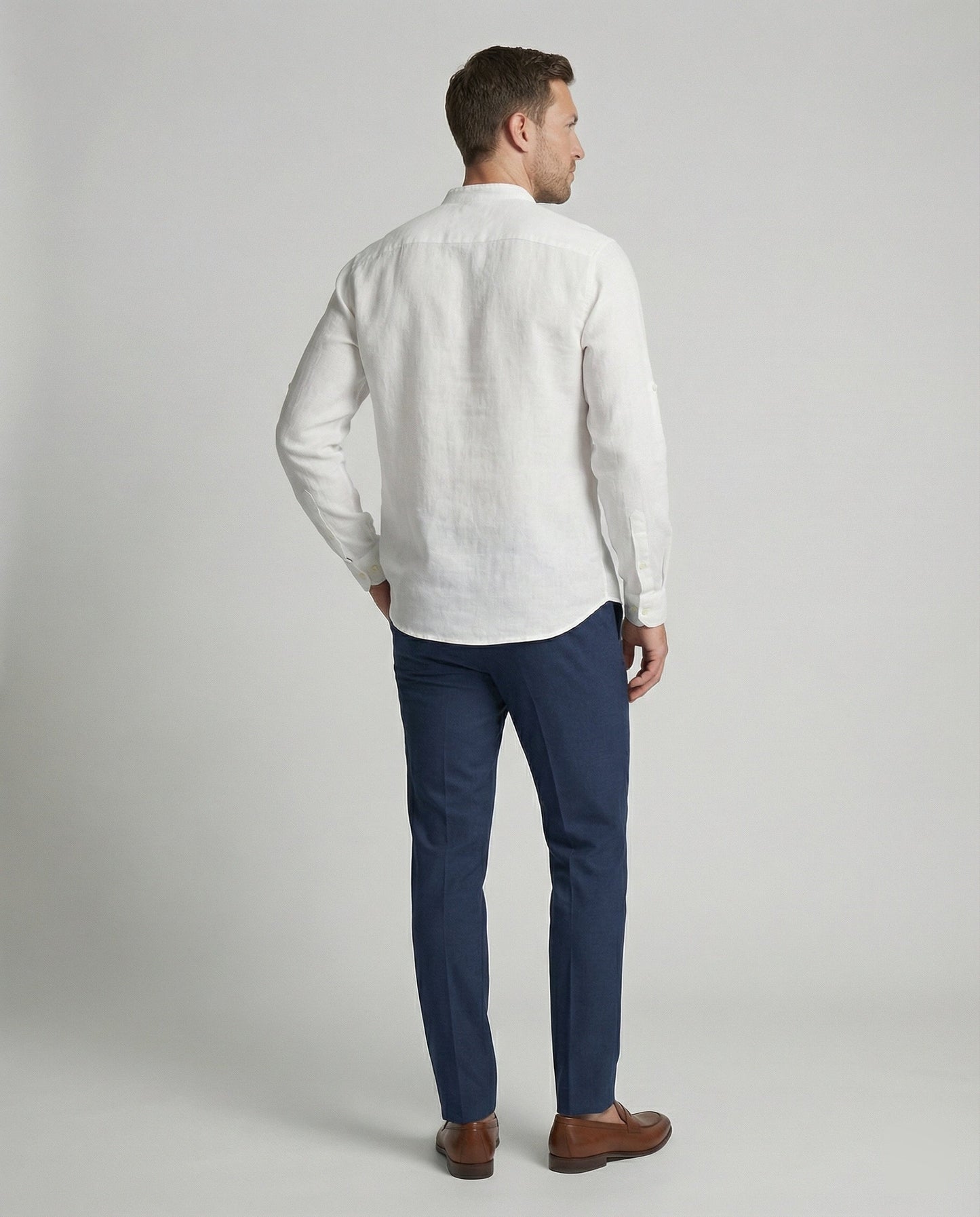 Herren Leinenhemd Elegantes Weiß