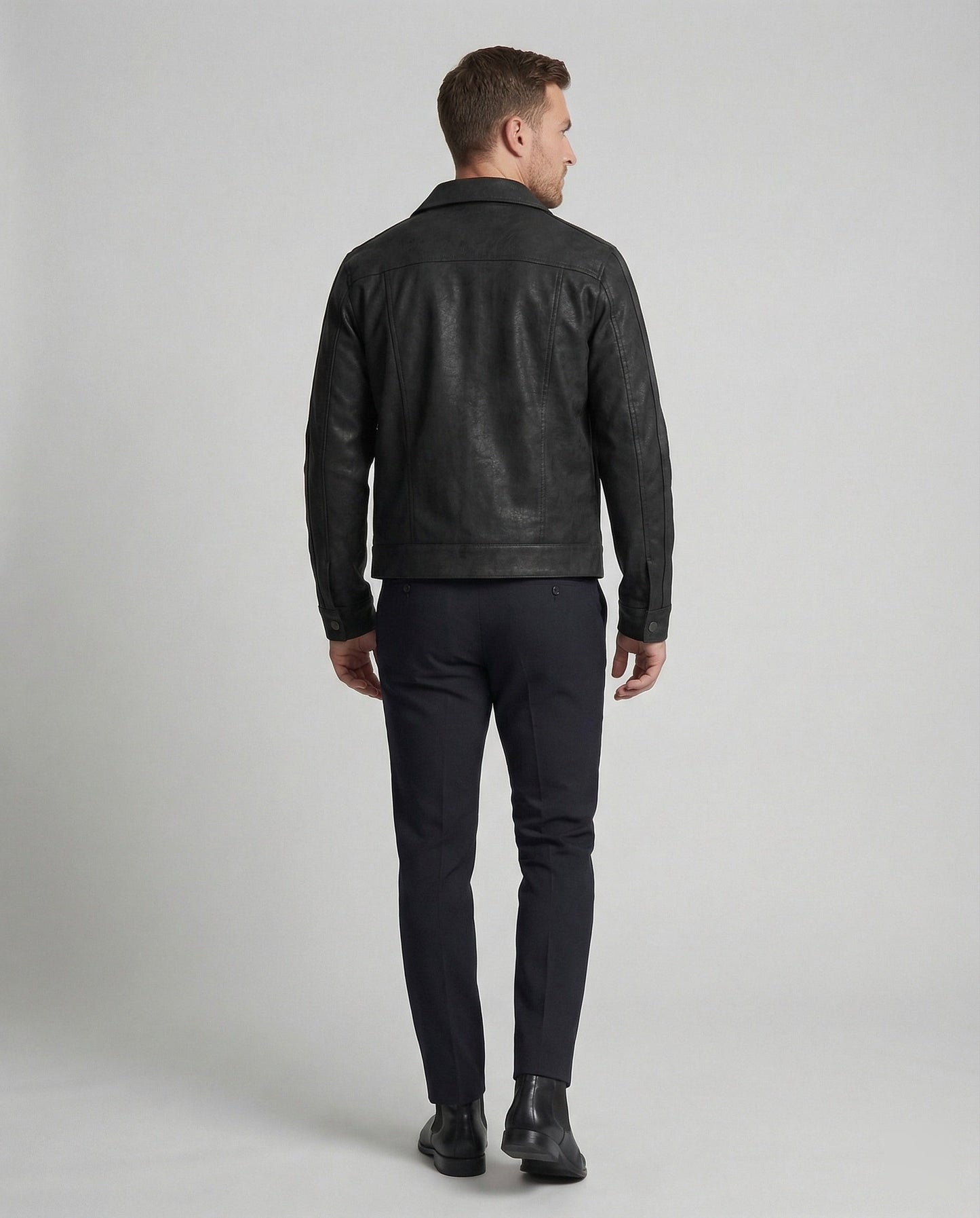 Herren Lederjacke Biker Kurz Lederschutzjacke