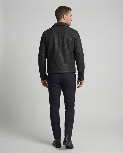 Herren Lederjacke Biker Kurz Lederschutzjacke
